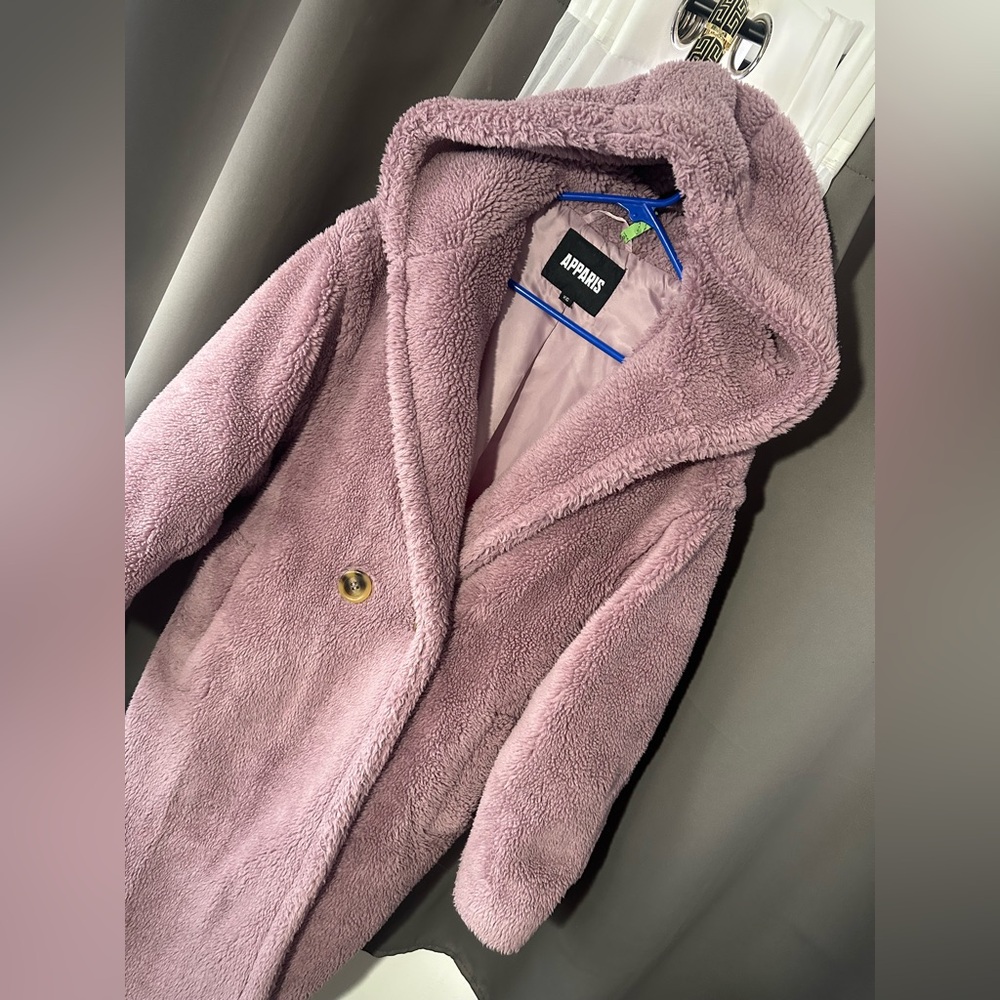 Apparis Lavender Faux Fur Coat - Picture 3 of 10